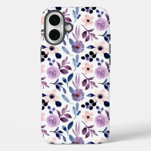Delicate Floral Design with Navy Lavender Leaves iPhone 16 Plus Case