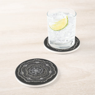 Delicate Floral Doilie Doodle Coaster