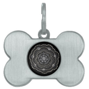Delicate Floral Doilie Doodle Pet Name Tag