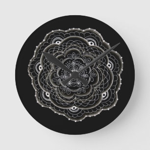 Delicate Floral Doilie Doodle Round Clock
