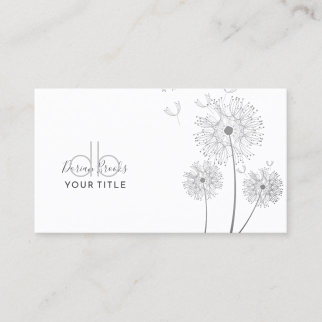 Delicate Floral Drawing Monogrammed Business Card (Front)