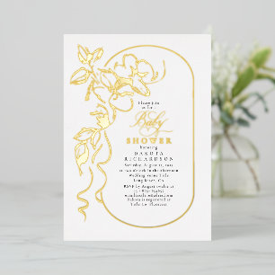 Delicate Floral Elegant White Baby Shower Gold