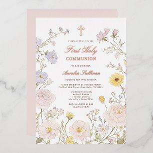 Delicate Floral Frame First Holy Communion