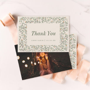 Delicate Floral Frame Thank You Card