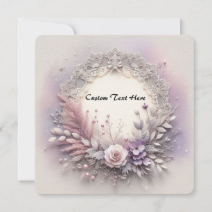 Delicate Floral Frame With Lace Details Invitation
