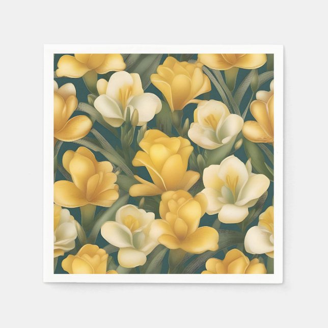 Delicate Floral Freesia Pattern Napkin (Front)