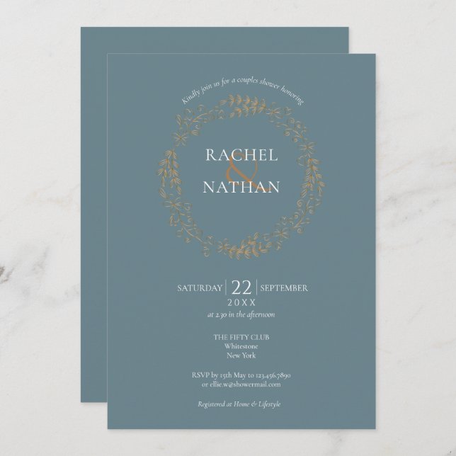 Delicate Floral Garland | Couples Shower Invitation (Front/Back)