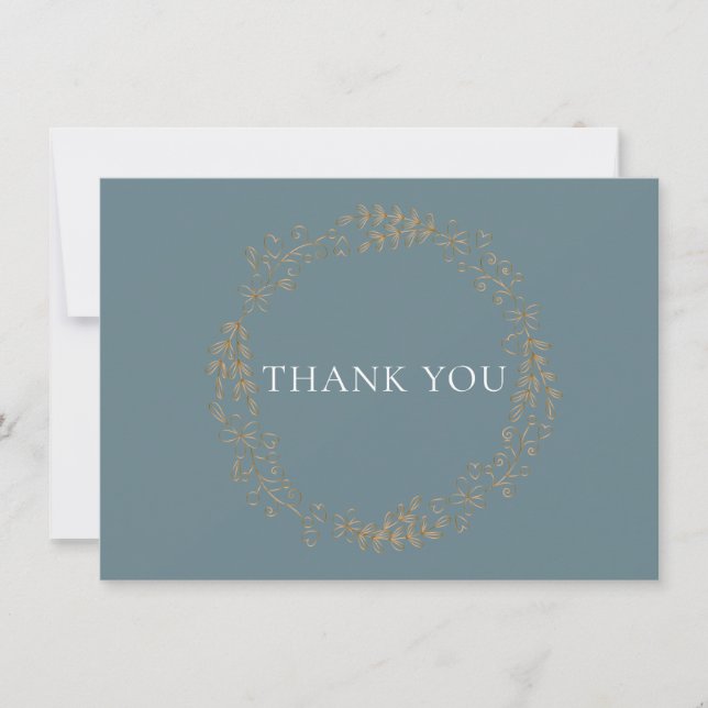 Delicate Floral Garland | Faux Gold Foil Thank You (Front)