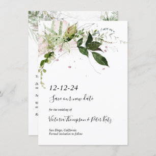 Delicate floral Greenery Save the Date Invitation