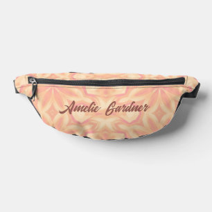 Delicate floral kaleidoscope pink yellow pattern bum bags