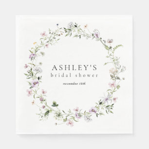 Delicate Floral Lavender Bridal Shower Napkin
