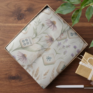 Delicate Floral Mahjong Tile Meadow Garden Tissue Paper