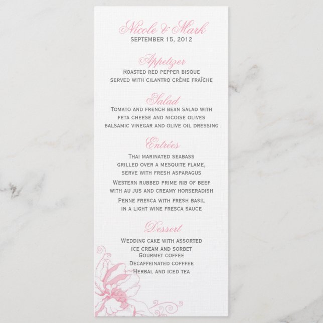 Delicate Floral Menu Cards (Front)
