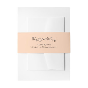 Delicate Floral Monochrome Wedding Invitation Belly Band