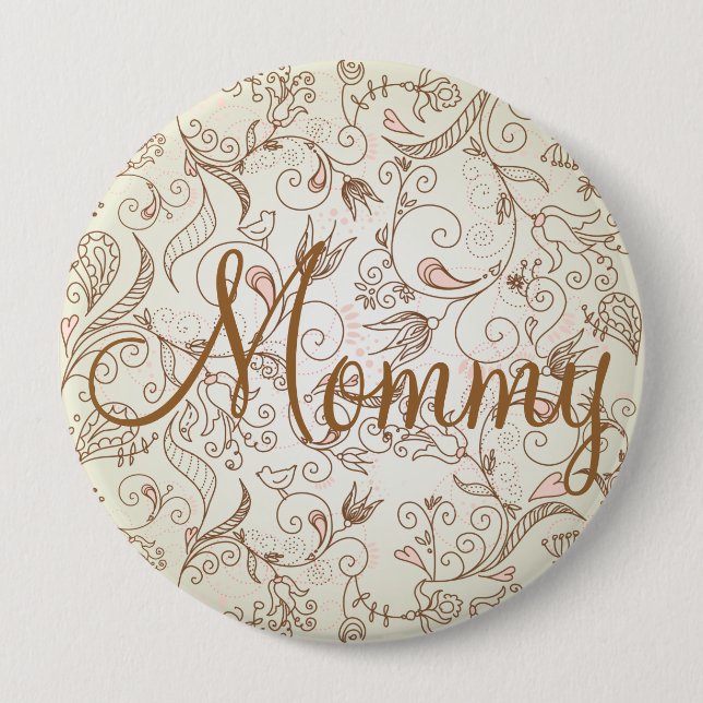 Delicate Floral Mum's Button (Front)