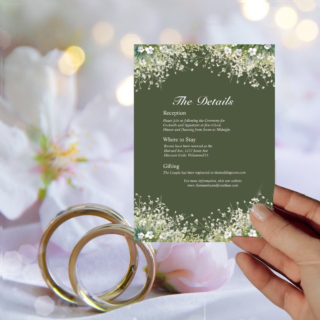Delicate Floral on Olive Green Details Card (Creator Uploaded)