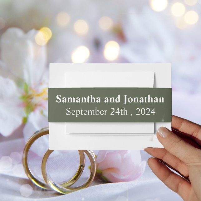 Delicate Floral on Olive Green Invitation  Invitation Belly Band (Creator Uploaded)