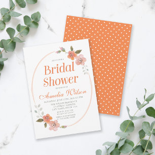 Delicate Floral Orange Bridal Shower Invitation