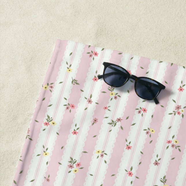 Delicate Floral Pattern  Beach Towel (In Situ)