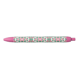 Delicate Floral Pattern Blue Ink Pen