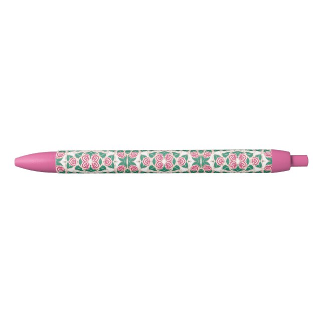 Delicate Floral Pattern Blue Ink Pen (Front)