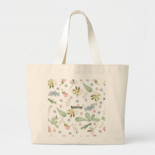 Delicate floral pattern large tote bag