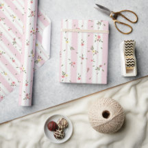 Delicate Floral Pattern Pink - Wrapping Paper Roll