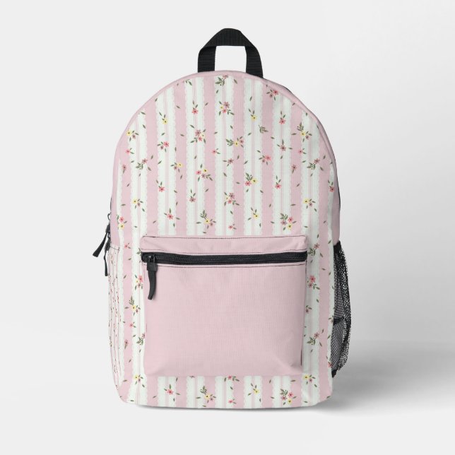 Delicate Floral Pattern Printed Backpack (Front)