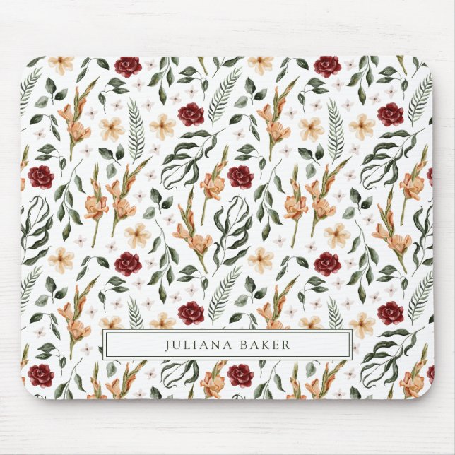Delicate Floral Personalised Mouse Pad (Front)
