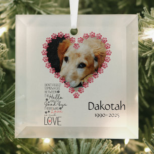 Delicate Floral Pet Sympathy Photo Tribute Glass Tree Decoration