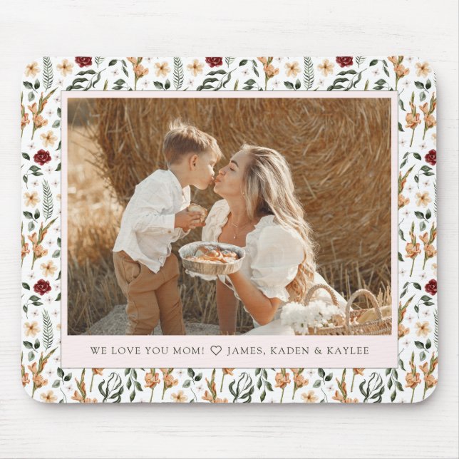 Delicate Floral Scrapbook Style Mother's Day Mouse Pad (Front)