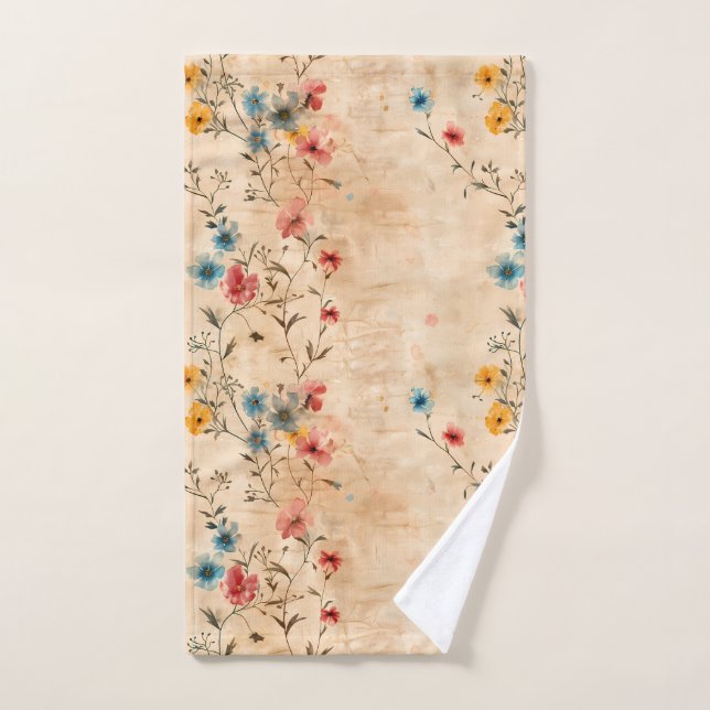Delicate Floral Vintage Style Bath Towel Set (Hand Towel)