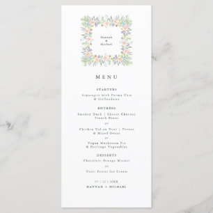 Delicate Floral watercolor Wedding Breakfast Menu