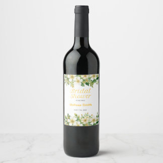 Delicate Floral Wine Label For Bridal Shower
