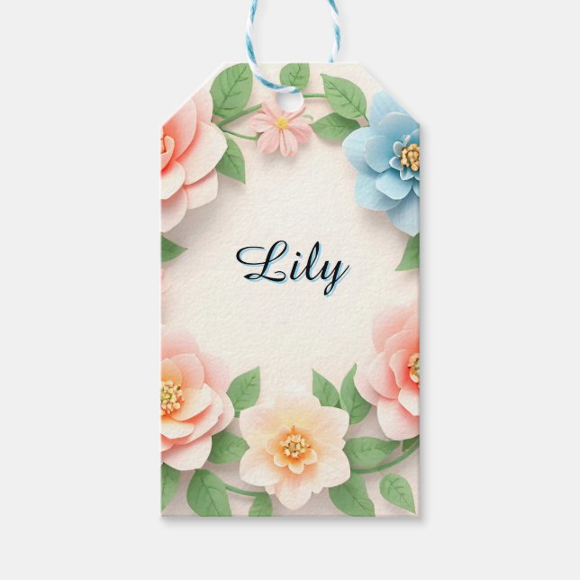 Delicate Floral Wreath Gift Tags (Front)