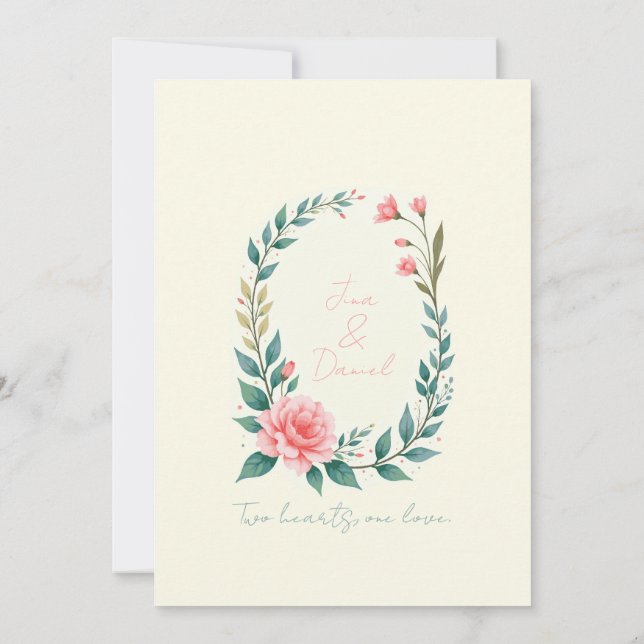 Delicate Floral Wreath Invitation (Back)