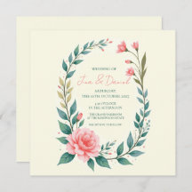 Delicate Floral Wreath Invitation