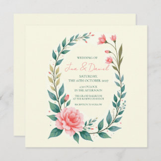 Delicate Floral Wreath Invitation