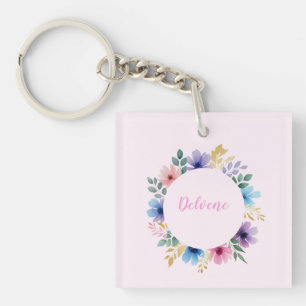 Delicate Floral Wreath Key Ring