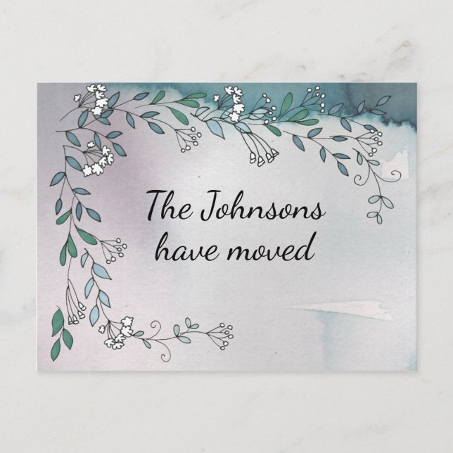Delicate Floral Wreath Mauve New Address Postcard (Front)