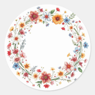 Delicate Floral Wreath Pink Stickers