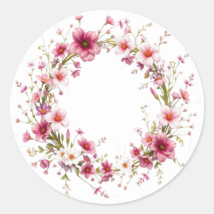 Delicate Floral Wreath Pink Stickers