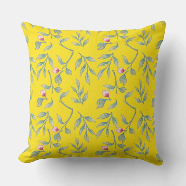 Delicate Florals Blazing Yellow  Cushion (Front)