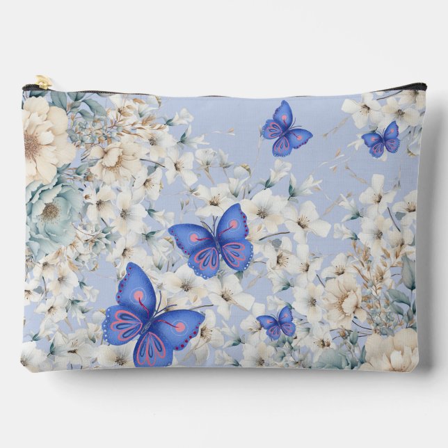 Delicate Florals & Butterflies Make-up Bag (Front)