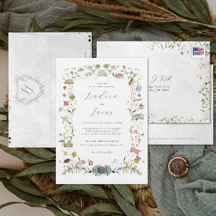 Delicate Florals   Custom Bespoke Wedding Crest Invitation