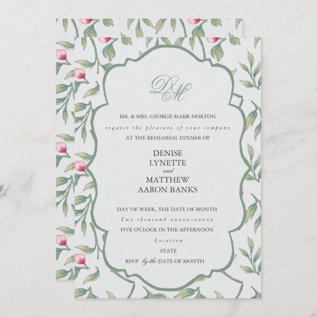 Delicate Florals Rehearsal Dinner Invitation (Front/Back)