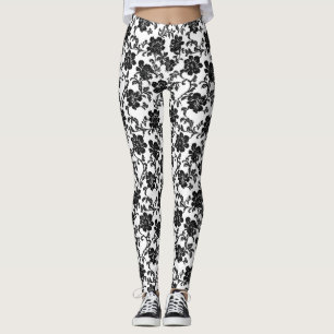 Delicate Flower Black Pattern Leggings