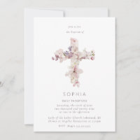 Delicate Flower Cross the Baptism Christening