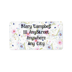Delicate flower design on return address label. label
