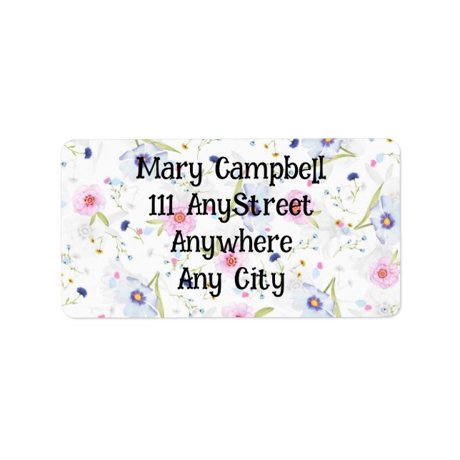 Delicate flower design on return address label.  label (Front)